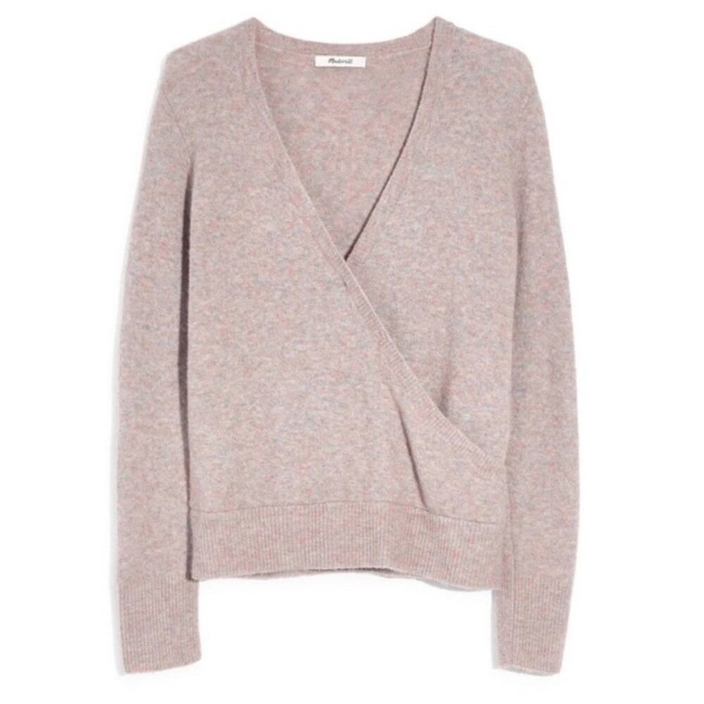 MADEWELL Wrap Front Wool
Blend Pullover Sweater Heather
Boysenberry M